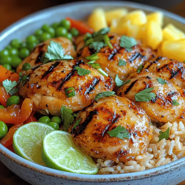 Picture a vibrant bowl brimming with the essence of the tropics, where the sweetness of juicy pineapple meets the savory depth of marinated chicken, all resting on a bed of fluffy jasmine rice. Welcome to the Tropical Bliss Pineapple Chicken Rice Bowls, a dish that is not only a feast for the eyes but also a delight for the taste buds. This recipe is a perfect fusion of flavors, showcasing how diverse culinary elements can come together to create a satisfying meal that transports you to a sun-kissed paradise with every bite.