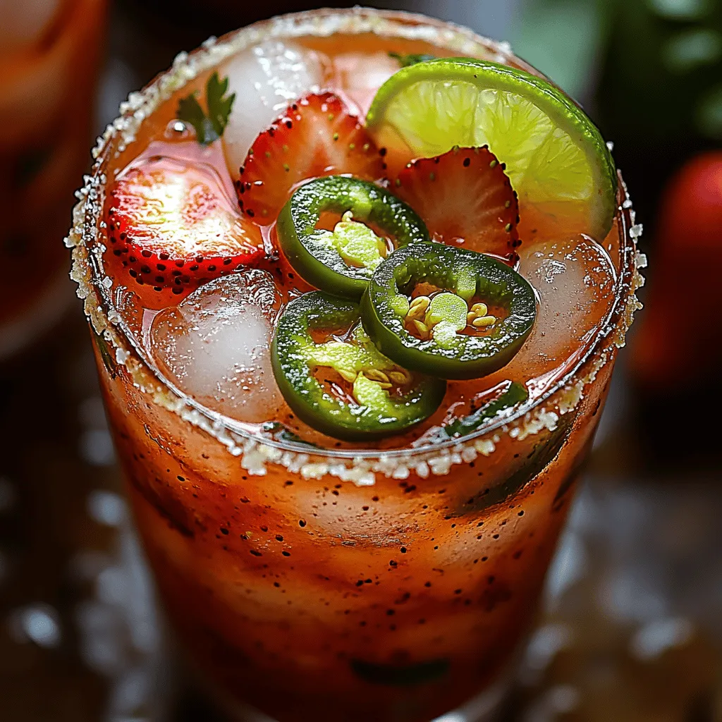 If you're seeking a cocktail experience that tantalizes your taste buds with a perfect balance of sweet and spicy, look no further than the Strawberry Jalapeño Margarita. This refreshing drink combines the vibrant sweetness of ripe strawberries with the kick of fresh jalapeños, creating a unique flavor profile that excites the palate. With each sip, you’ll find the luscious taste of strawberries complemented by a subtle heat that lingers just enough to keep you coming back for more.