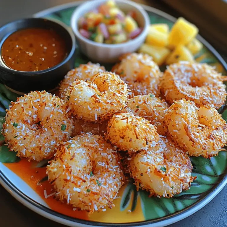 Coconut shrimp is a beloved appetizer that transports your taste buds to tropical paradises with every crunchy bite. This dish, typically deep-fried, combines the sweetness of coconut with tender shrimp, creating a delightful contrast that has made it a staple on both restaurant menus and at home gatherings. Whether served as a starter at a dinner party or enjoyed as a snack during a beach day, coconut shrimp has earned its place in the hearts of seafood lovers everywhere.