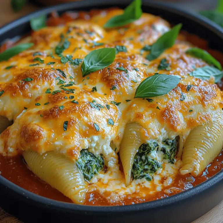 Indulging in comfort food is a universal pleasure, and there's nothing quite like a warm, cheesy dish to satisfy your cravings. Among the myriad of options available, Cheesy Spinach and Ricotta Bliss Stuffed Shells stand out as a delightful favorite. This recipe brings together a harmonious blend of creamy ricotta, fresh spinach, and gooey mozzarella, all nestled within tender pasta shells and generously topped with rich marinara sauce. Ideal for family dinners, potlucks, or a cozy gathering with friends, these stuffed shells are not just a meal; they're an experience that promises to warm your heart and delight your taste buds.