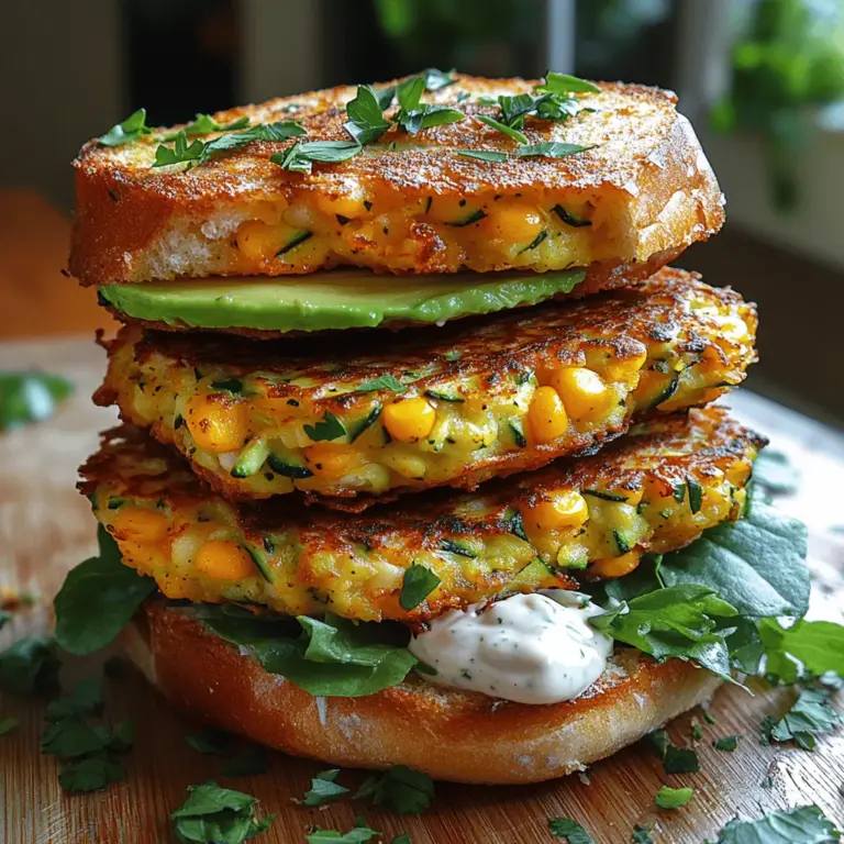 Welcome to the delightful world of Zesty Zucchini Corn Fritter Sandwiches, where the vibrant flavors of summer come together in a wholesome, plant-based dish. This recipe is a celebration of fresh ingredients, featuring the star players—zucchini and corn—crafted into crispy fritters that serve as the perfect filling for a delicious sandwich. Whether you are a vegetarian, a health-conscious eater, or just someone looking for a light yet satisfying meal, these fritter sandwiches are sure to please your palate.