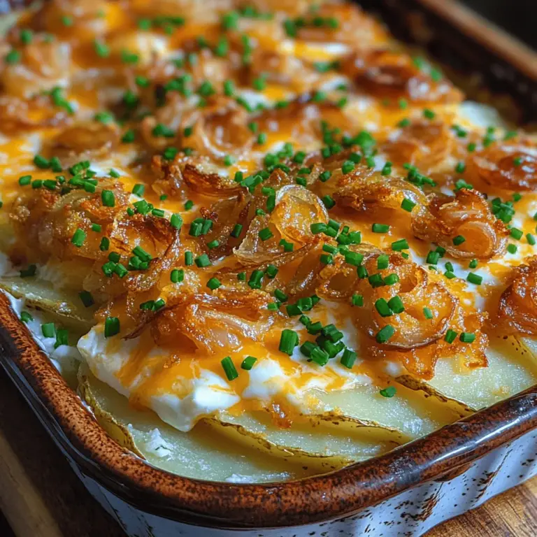 Welcome to a culinary delight that is sure to warm your heart and satisfy your taste buds: the Creamy Dreamy Sour Cream and Onion Potato Casserole. This dish is more than just a meal; it’s an experience that brings together the comforting flavors of home cooking. Imagine a rich, creamy casserole filled with tender potatoes, tangy sour cream, and the unmistakable essence of onions. Whether served as a side dish for a holiday gathering or as a comforting meal on a chilly evening, this potato casserole is bound to become a favorite at your dining table.