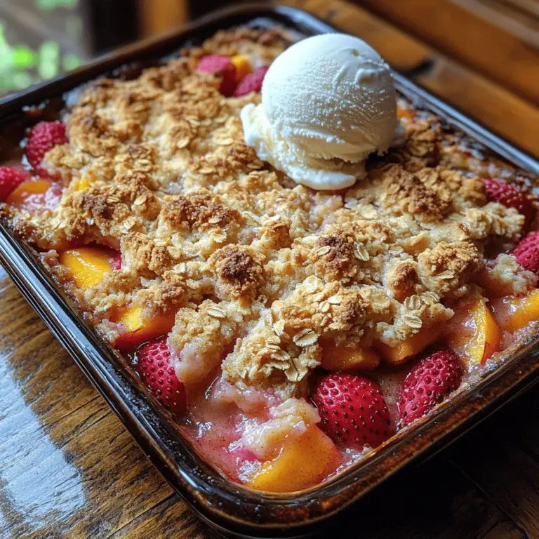 As the warm sun ushers in the bountiful harvest season, there's nothing quite like a Strawberry Peach Crumble Crisp to celebrate the vibrant fruits of summer. This delightful dessert combines the juicy sweetness of ripe strawberries and succulent peaches, all enveloped in a buttery, crunchy topping that makes for a perfect end to any meal. Whether you're hosting a summer barbecue or simply enjoying a quiet evening at home, this crumble crisp is a comforting treat that can elevate any occasion.