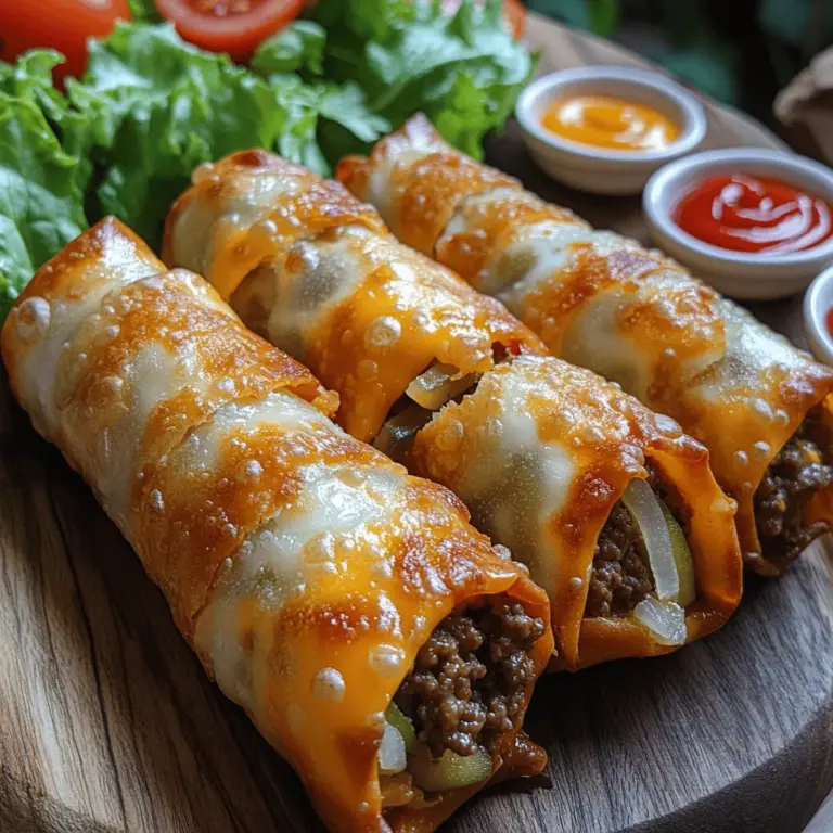 To truly appreciate the Cheesy Crunchy Cheeseburger Eggrolls, it’s essential to understand the key ingredients that make this dish so irresistible. Each component plays a significant role in building the flavor and texture, ensuring that every bite is a delightful experience.