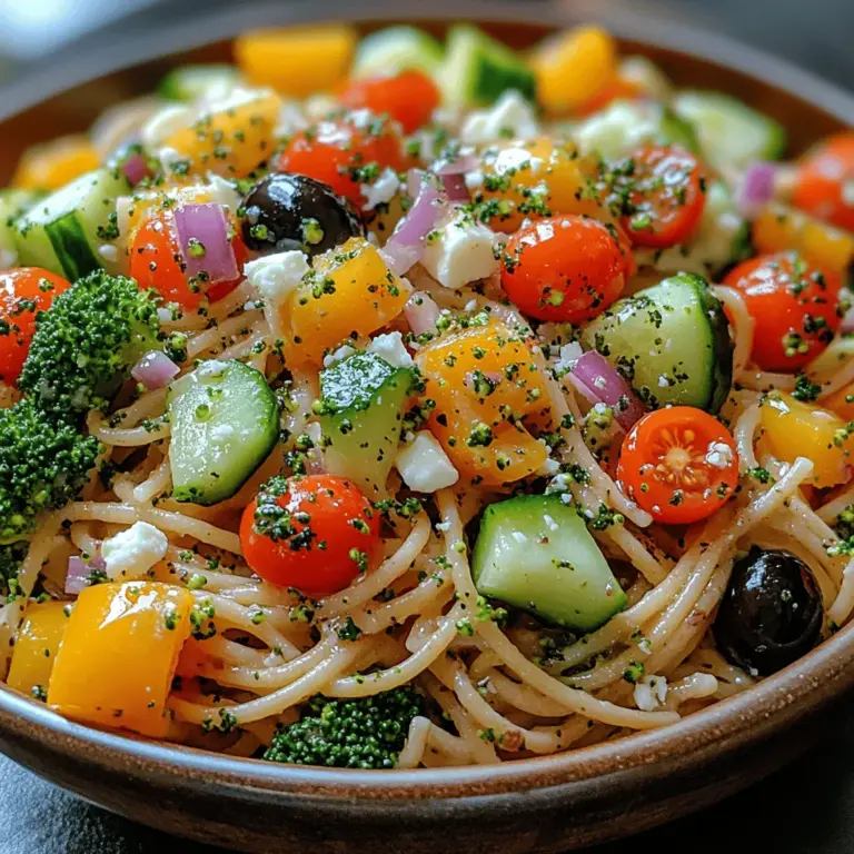 In today’s fast-paced world, finding a meal that is not only quick to prepare but also nutritious and flavorful can be a challenge. Enter the Refreshing Cold Spaghetti Veggie Salad—a vibrant dish that combines the heartiness of pasta with the freshness of assorted vegetables. This recipe is perfect for busy weeknights, picnics, or as a light lunch option. With its colorful ingredients and zesty dressing, this salad is sure to become a favorite in your meal rotation.