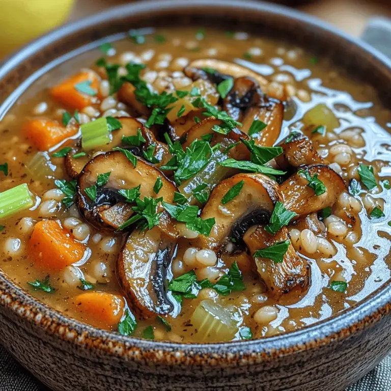When the chill of autumn settles in or a winter storm blankets the landscape outside, there’s nothing quite as comforting as a warm bowl of soup. One of the most heartwarming options is the Savory Roasted Mushroom Barley Soup. This dish beautifully marries the earthy flavors of roasted mushrooms with the nutty texture of pearl barley, resulting in a satisfying and nourishing meal. This soup is not only delicious but also offers an impressive nutritional profile that makes it a staple for health-conscious eaters.