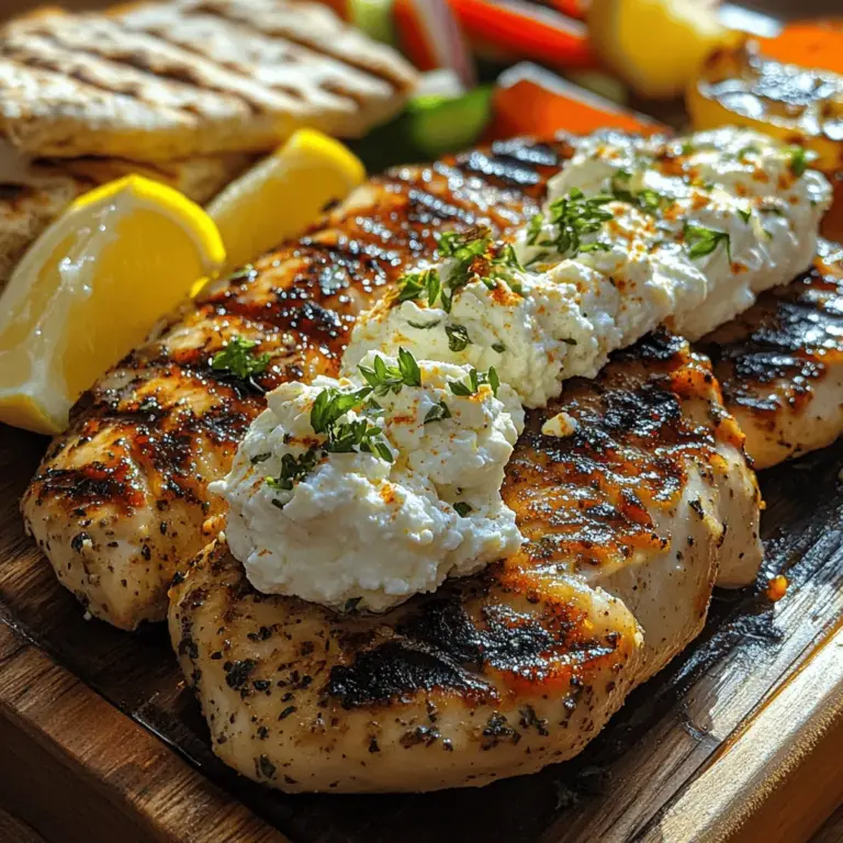 Step into the vibrant world of Mediterranean cuisine with our delightful recipe for Grilled Greek Chicken with Whipped Feta. This dish encapsulates the essence of Greek cooking, characterized by its fresh, wholesome ingredients and robust flavors. The combination of succulent grilled chicken paired with creamy, whipped feta cheese creates a mouthwatering experience that is sure to tantalize your taste buds. Whether you’re hosting a lively summer barbecue or simply seeking a nutritious weeknight meal, this recipe is designed to impress both your guests and your family.