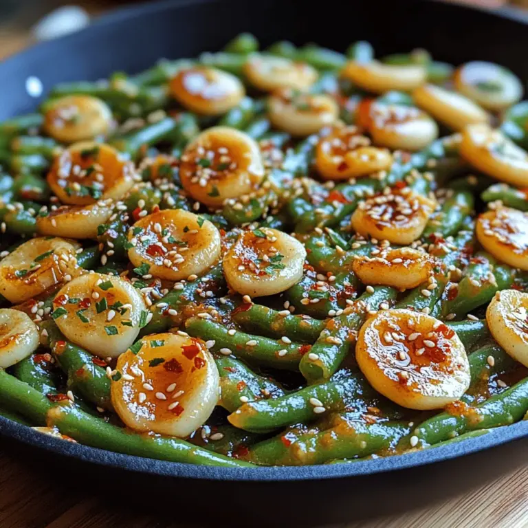 If you're searching for a vibrant, flavorful side dish that can elevate any meal, look no further than Fiery Garlic Green Beans. This dish perfectly marries the crispness of fresh green beans with the robust flavor of garlic, all while adding a punch of heat that will tantalize your taste buds. The beauty of this recipe lies not only in its bold, exciting flavors but also in its simplicity, making it a go-to option for busy weeknight dinners or a stunning side for special occasions.