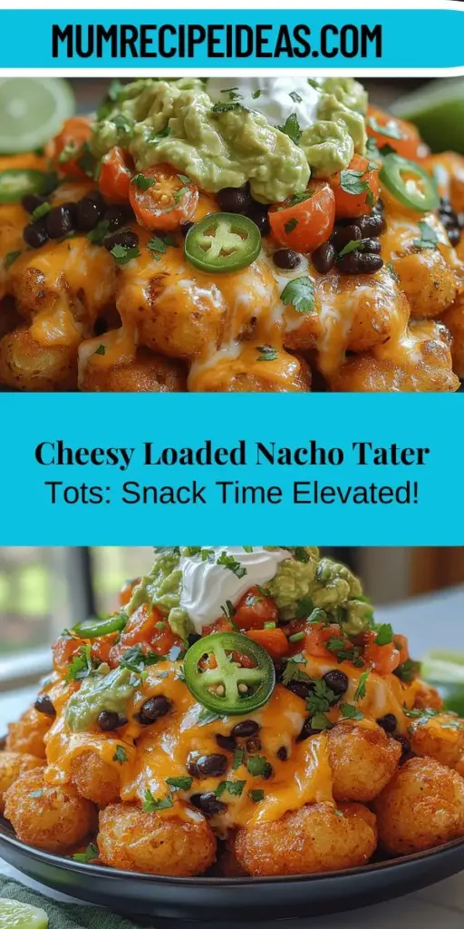 Discover the ultimate snack with Cheesy Loaded Nacho Tater Tots—a delicious fusion of crispy tater tots and classic nacho toppings! Picture golden-brown tots topped with gooey cheddar, zesty jalapeños, creamy guacamole, and a dollop of tangy sour cream. Perfect for game days, gatherings, or cozy nights in, this simple recipe elevates your snacking experience. Quick to make and customizable, it’s a crowd-pleaser that brings everyone together over tasty flavors. Make your snack time extraordinary!