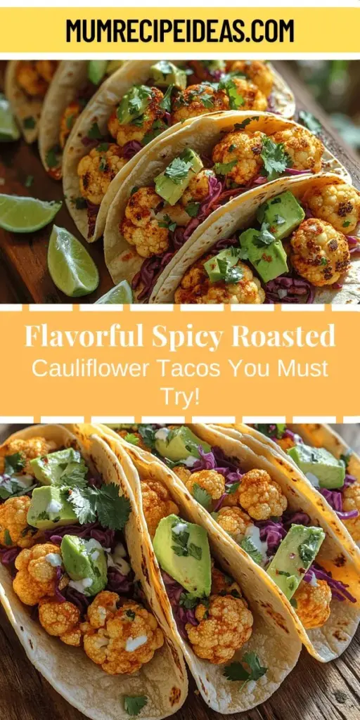 Discover the deliciousness of Spicy Roasted Cauliflower Tacos, a must-try plant-based dish that’s both flavorful and nutritious. Roasted cauliflower, seasoned with spicy and smoky spices, provides a satisfying crunch while being low in calories and rich in essential nutrients. Combine it with fresh toppings like avocado, red cabbage, and cilantro for a delightful twist on traditional tacos. Perfect for a quick meal or entertaining guests, these tacos showcase the versatility of cauliflower in a creative and scrumptious way.