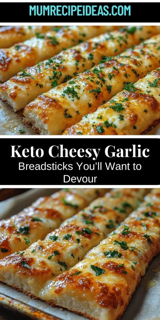Discover the ultimate low-carb indulgence with Keto Cheesy Garlic Breadsticks! This delicious recipe allows you to enjoy a cheesy, garlicky treat while adhering to your ketogenic lifestyle. Say goodbye to carb-heavy snacks and hello to this savory delight made from ingredients like mozzarella, cream cheese, and almond flour. Perfect for pairing with marinara or served alongside your favorite meals, these breadsticks are an irresistible way to satisfy your cravings without the carbs. Enjoy the simple step-by-step instructions and health benefits, making your culinary journey both tasty and nutritious!