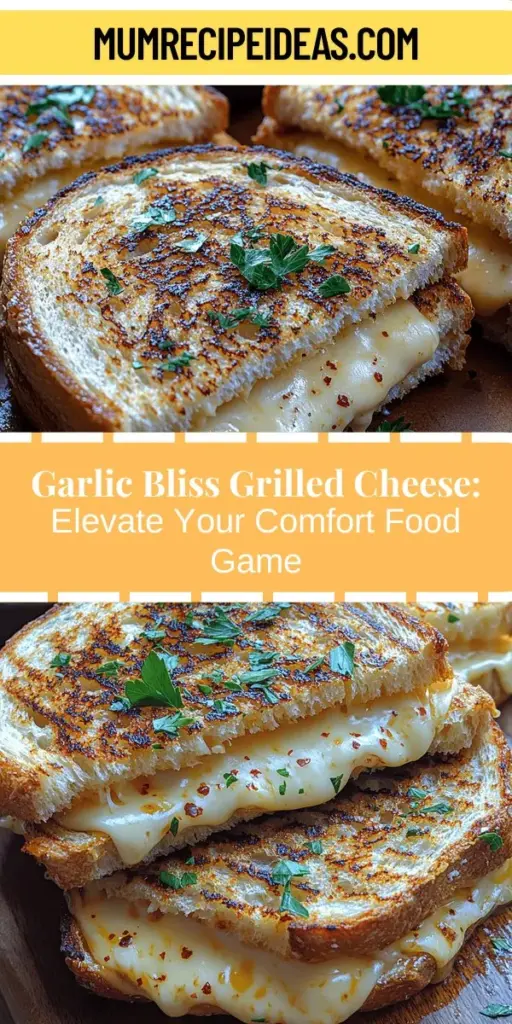 Discover the magic of the Garlic Bliss Grilled Cheese Sandwich, a comforting twist on the classic favorite! This mouthwatering creation features gooey mozzarella and sharp cheddar melted between crispy, toasted sourdough, all elevated by a fragrant garlic butter spread. Perfect for lunch, dinner, or a cozy snack, this sandwich fills your kitchen with delightful aromas and exotic flavors. Dive into a delicious experience and make every bite a moment of pure bliss!