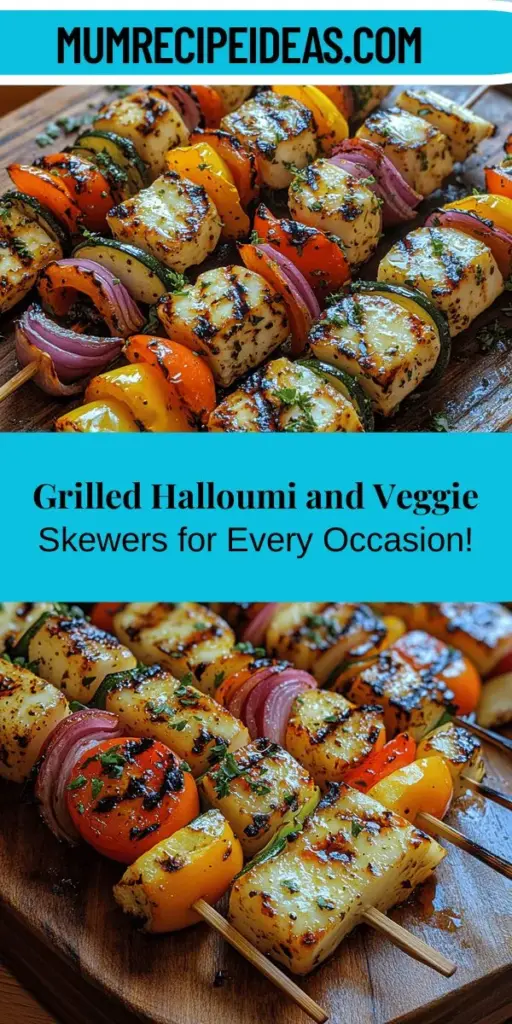Discover the deliciousness of Grilled Halloumi and Veggie Skewers, a vibrant and healthy dish perfect for any occasion. This recipe features chewy Halloumi cheese alongside colorful vegetables like bell peppers, zucchini, and cherry tomatoes, all marinated to enhance their flavors. Easy to prepare and visually appealing, these skewers are sure to impress guests at summer barbecues or serve as a delightful weeknight meal. Enjoy a burst of flavor and creativity with every bite!
