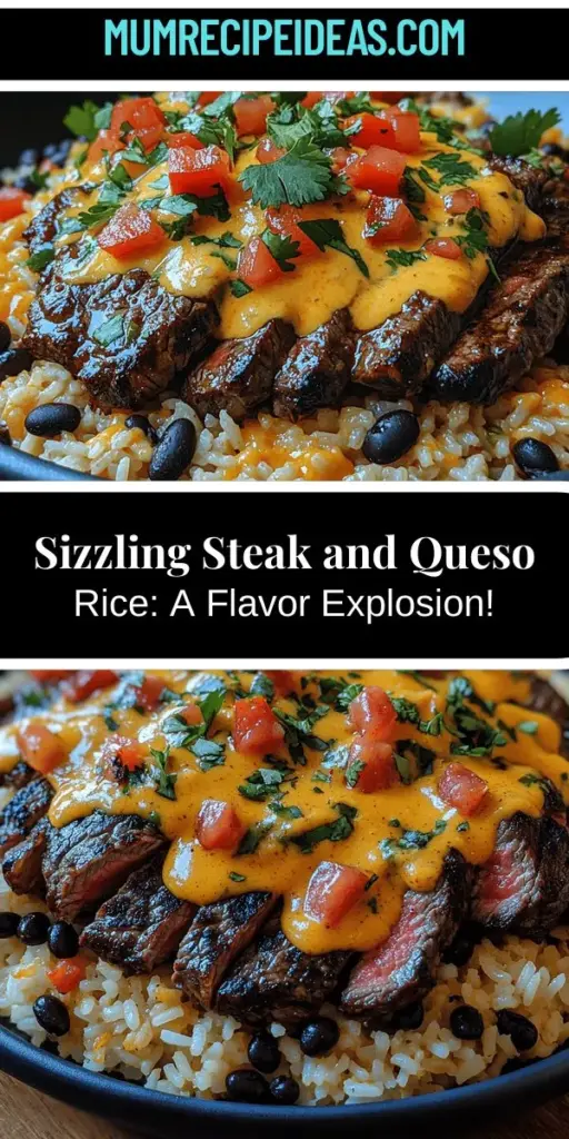Discover the vibrant flavors of Sizzling Steak & Queso Rice, a dish that combines juicy flank steak with aromatic rice and a creamy queso sauce. Perfect for any occasion, this meal is a hit at dinner parties and family gatherings alike. With essential spices, tender black beans, and your choice of rice, each bite delivers a delightful blend of comfort and satisfaction. Join the culinary fiesta and elevate your cooking with this delicious recipe that’s sure to impress!
