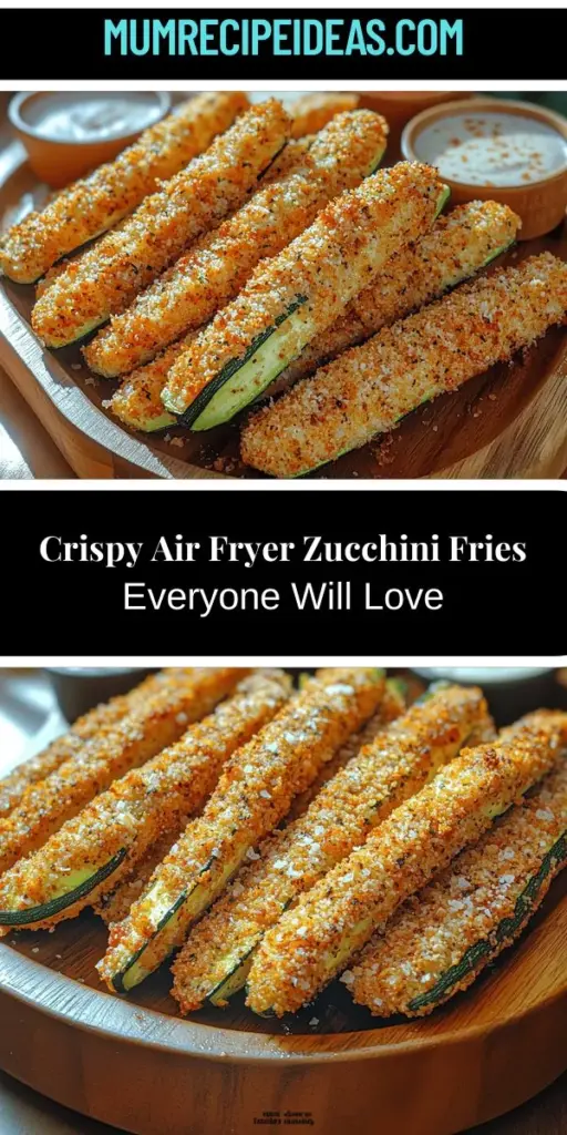 Discover a delicious and healthy way to enjoy your favorite snacking experience with crunchy air fryer zucchini fries! This recipe transforms zucchini into a crispy, guilt-free alternative to traditional fries, providing a satisfying crunch without excess calories. Made with panko breadcrumbs, Parmesan cheese, and flavorful seasonings, these fries are perfect as an appetizer or light snack. Learn how to prepare, bread, and cook them to perfection using your air fryer. Enjoy a nutritious treat that's easy to make and incredibly tasty!