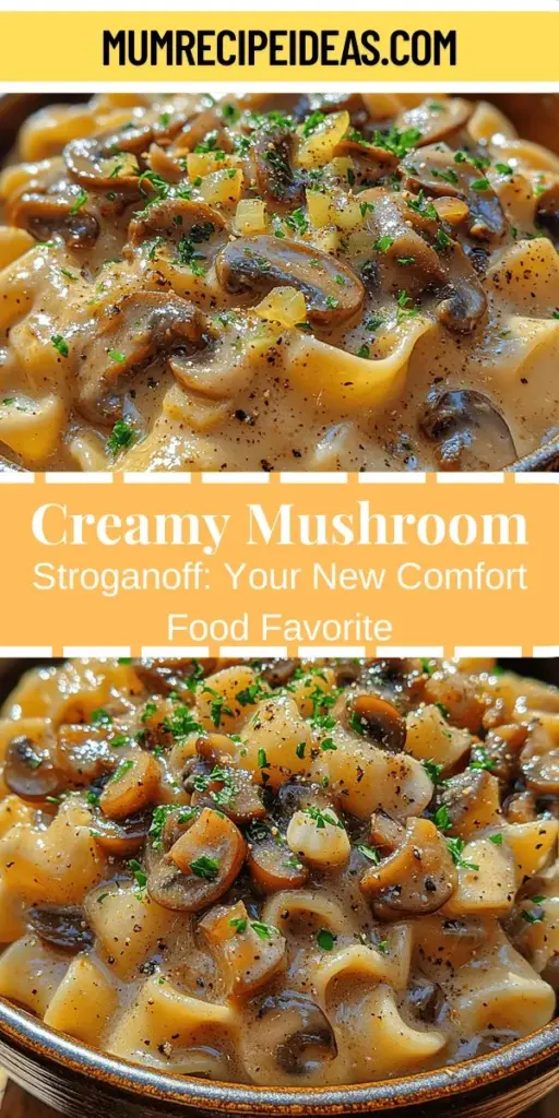 Indulge in the comforting flavors of Savory Mushroom Stroganoff Delight, a creamy vegetarian dish that's perfect for any occasion. This recipe highlights the rich umami of mushrooms, paired with tender egg noodles and a luscious sauce made from vegetable broth, garlic, and sour cream. Easy to prepare, it’s the ideal choice for busy weeknights or gatherings with friends. Discover the simple steps to whip up this delicious meal and impress everyone at your dining table!