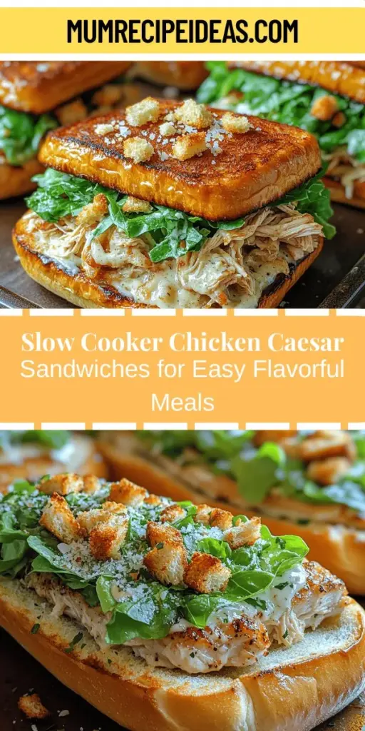 Discover the mouthwatering allure of Savory Slow Cooker Chicken Caesar Sandwiches, a delightful fusion of classic Caesar flavors with the comforting ease of a sandwich. These tender, shredded chicken sandwiches are bathed in creamy Caesar dressing and served on soft hoagie rolls, topped with crisp romaine lettuce. Perfect for busy weeknights or gatherings, this recipe offers a simple yet flavorful meal that will satisfy everyone at the table. Enjoy a nourishing twist on a beloved favorite!