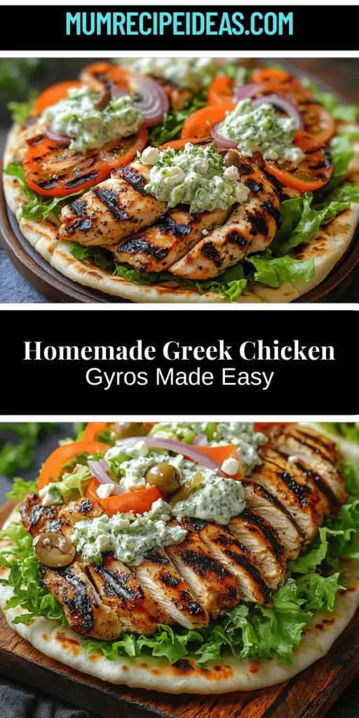 Discover the joy of making your own Greek Chicken Gyros at home with this easy and flavorful recipe. Made with juicy marinated chicken thighs wrapped in warm pita and topped with fresh veggies and creamy tzatziki sauce, these gyros capture the essence of Greek cuisine. Enjoy the health benefits of fresh ingredients while customizing your meal to suit your taste. Perfect for casual dinners or gatherings, this dish brings a taste of Greece to your kitchen.