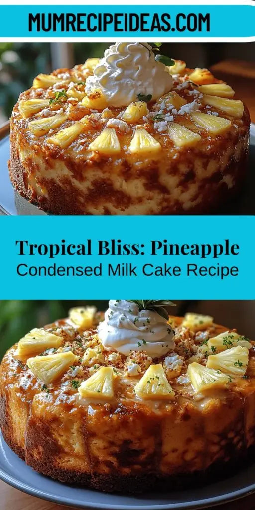 Indulge in a slice of paradise with the Tropical Bliss Pineapple Condensed Milk Cake. This easy-to-make dessert combines sweetened condensed milk and pineapple juice for an incredibly moist and flavorful treat. Perfect for any occasion, this cake captures the essence of tropical flavors, evoking memories of sun-soaked beaches. With simple ingredients and straightforward instructions, even novice bakers can impress family and friends. Get ready to whip up this delightful dessert!
