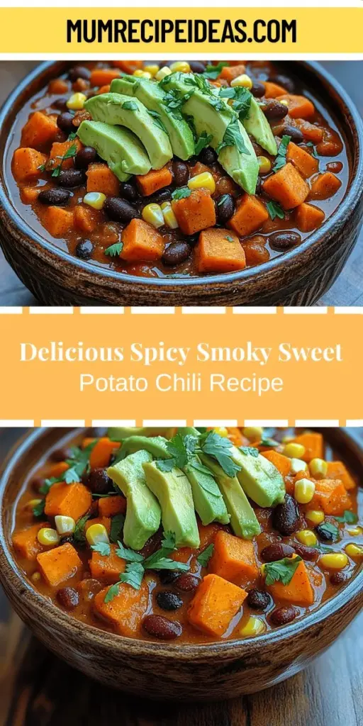 Warm up your day with this delightful Spicy Smoky Sweet Potato Chili, a comforting blend of vibrant flavors and nutrient-packed ingredients. Sweet potatoes, black beans, and diced tomatoes create a wholesome base, while spices like smoked paprika and cumin bring depth and warmth. Perfect for meal prep, family dinners, or gatherings, this easy recipe delivers on both taste and nutrition. Enjoy with crusty bread, over rice, or topped with avocado for a satisfying meal!