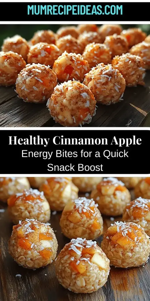 Looking for a healthy yet delicious snack? Try these Cinnamon Apple Energy Bites! Packed with rolled oats, nut butter, and dried apples, they provide a perfect mix of sweet and spicy flavors. Easy to make and customizable, these bites are ideal for busy lives or post-workout recovery. Plus, they are free from preservatives. Whip up a batch today for a nutritious pick-me-up that satisfies your cravings and keeps you energized throughout the day!