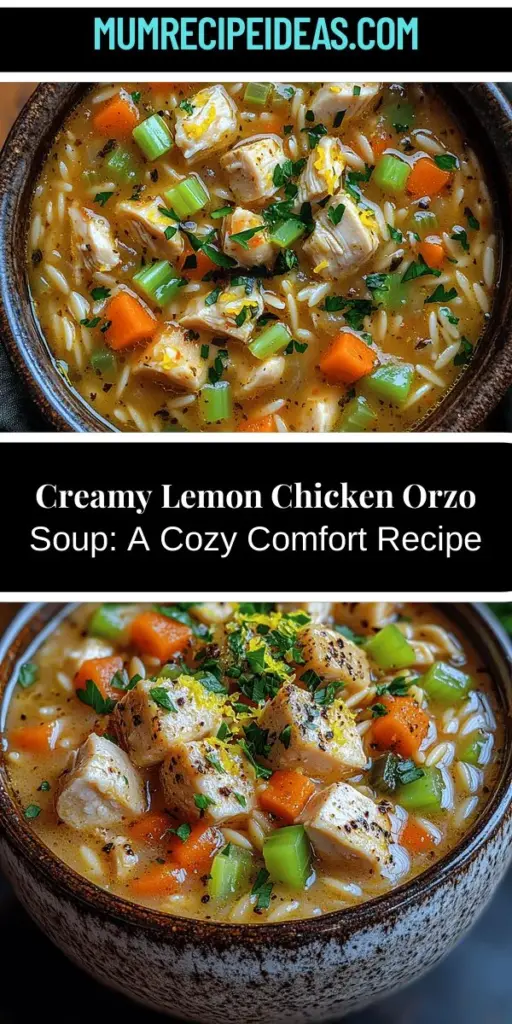 Discover the warmth of homemade comfort with Zesty Creamy Lemon Chicken Orzo Soup. This dish offers a delightful blend of tender chicken, chewy orzo, and the refreshing zing of lemon, making it perfect for chilly nights or quick weeknight meals. Easy to prepare, it's rich in flavor and essential nutrients. Enjoy each spoonful of velvety texture and bright flavors as you create lasting memories around the dinner table. Experience the joy of cooking and savor the heartwarming essence of this delicious soup.