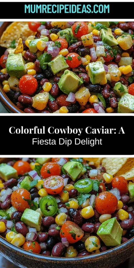 Cowboy Caviar is a colorful and zesty dish perfect for any gathering. Combining black beans, fresh veggies, and creamy avocado, it offers a blend of textures and flavors that everyone will love. This versatile recipe serves as a dip with tortilla chips or as a topping for grilled meats, making it a nutritious option for various occasions. Easy to make and customize, Cowboy Caviar will impress your guests and bring a festive spirit to your table.