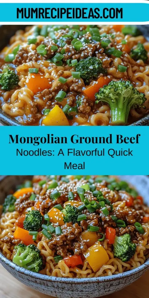 Discover the delicious world of Mongolian Ground Beef Noodles, a beloved dish that combines savory ground beef, chewy noodles, and fresh vegetables in a flavorful sauce. Embrace the simplicity of preparing this meal in under 30 minutes, making it perfect for busy weeknights or impressive gatherings. Enjoy the versatility of customization to suit your tastes while savoring a healthy meal packed with protein, nutrients, and vibrant flavors that celebrate Mongolian culinary traditions.