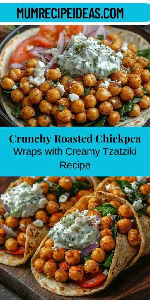 Discover the deliciousness of Crunchy Roasted Chickpea Wraps with Creamy Tzatziki! This nutritious dish combines roasted chickpeas for a satisfying crunch with a fresh blend of veggies and a tangy tzatziki sauce. Perfect for lunch, dinner, or a picnic, these wraps not only taste amazing but also offer a wealth of health benefits. Packed with protein, fiber, and essential nutrients, they are a fantastic addition to any plant-based diet. Enjoy a delightful meal that's as enjoyable to make as it is to eat!