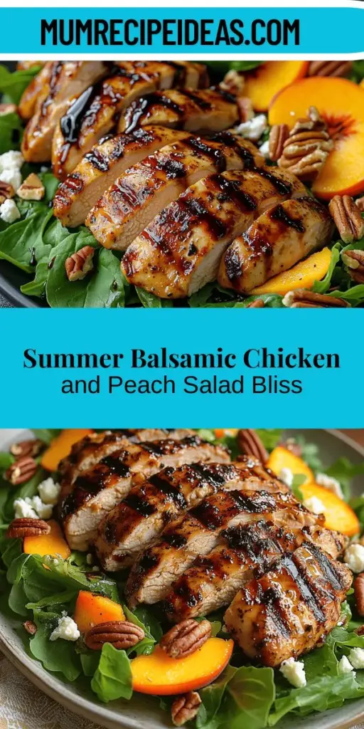 Enjoy the flavors of summer with this Balsamic Glazed Chicken paired with a refreshing Peach Salad. This dish features juicy grilled chicken marinated in a rich balsamic glaze and served alongside a salad of ripe peaches, mixed greens, creamy feta, and toasted pecans. Perfect for picnics or evenings outside, it's easy to prepare and bursting with vibrant flavors. Explore the key ingredients, preparation tips, and nutritional benefits to create this delightful summer meal.