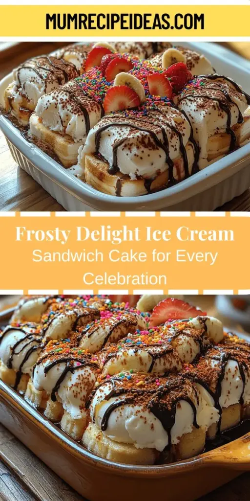 Indulge in the dreamy Frosty Delight Ice Cream Sandwich Cake, a perfect dessert for any occasion! This easy-to-make treat combines creamy ice cream sandwiches, fluffy whipped topping, and crunchy cookies, making it a crowd-pleaser for both kids and adults. Customize flavors and toppings for a unique twist, and enjoy the delightful contrast of textures in every slice. Perfect for birthdays, summer barbecues, and family gatherings, it promises smiles all around!