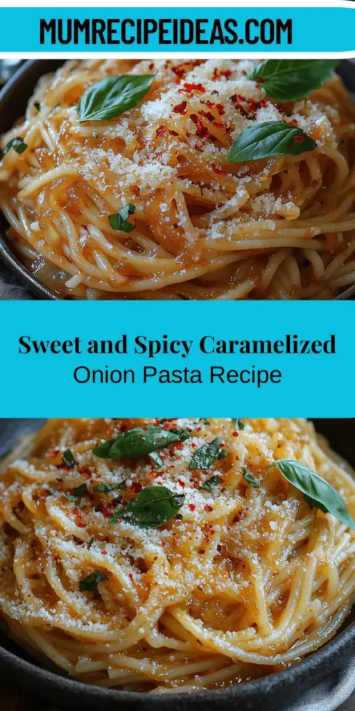 Indulge in the irresistible flavors of Sweet & Spicy Bliss: Caramelized Onion Pasta with Chilli Oil. This comforting dish pairs the rich sweetness of caramelized onions with the fiery kick of chili oil for a memorable meal. With simple ingredients like spaghetti, yellow onions, and Parmesan cheese, you’ll create a satisfying dish that’s perfect for any occasion. Bring warmth to your table and enjoy a delightful culinary experience that balances flavor and nostalgia.