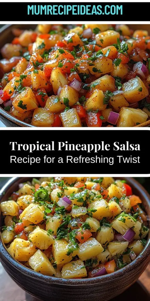 Discover the vibrant flavors of Tropical Pineapple Salsa, the perfect addition to your summer gatherings or weeknight dinners. This refreshing salsa features juicy pineapple, crunchy red bell pepper, zesty lime, and a hint of jalapeño for a delightful kick. Enjoy it as a dip or topping for grilled proteins, tacos, and salads. Not only is it delicious, but it’s also packed with vitamins and nutrients, proving that healthy eating can be incredibly tasty. Embrace the taste of summer with this colorful dish!