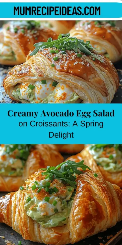 This creamy avocado egg salad on flaky croissants is the perfect dish for spring! Enjoy the rich, buttery texture of ripe avocados blended with hearty hard-boiled eggs, making a nutritious meal that's both refreshing and satisfying. Ideal for brunch, lunch, or snack time, this versatile recipe features the added crunch of fresh greens and the delightful crunch of buttery croissants. Discover the simple steps to create this delicious dish that combines flavors and textures beautifully. Enjoy a taste of spring with every bite!