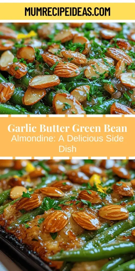 Discover the deliciousness of Garlic Butter Green Bean Almondine, a perfect side dish that combines the fresh crunch of green beans with the rich flavors of garlic, butter, and toasted almonds. This vibrant dish is not only visually appealing but packed with nutrients, making it a great choice for any meal. Easy to prepare, it pairs wonderfully with grilled meats, pasta, or can be enjoyed on its own. Elevate your dinner table with this flavorful favorite that everyone will love!