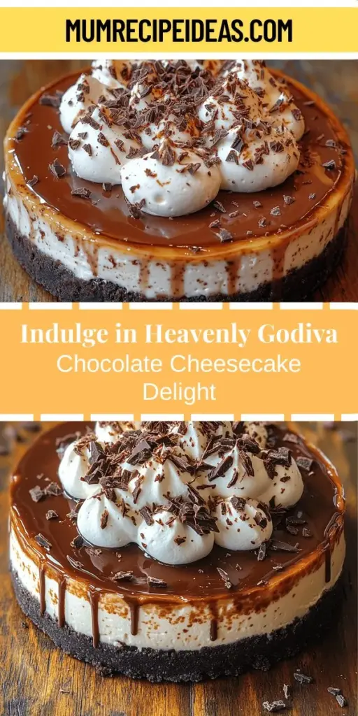 Dive into the delicious world of desserts with our Heavenly Godiva Chocolate Cheesecake Delight recipe! This luxurious cheesecake features a rich Godiva chocolate filling atop a crispy Oreo cookie crust, making it the perfect centerpiece for any gathering. Discover the secrets to creating a creamy, velvety texture and a stunning ganache topping. Perfect for celebrations or a delightful treat at home, this cheesecake is bound to impress and satisfy every chocolate lover!