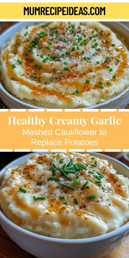 Discover a delicious and healthy alternative to traditional mashed potatoes with creamy garlic mashed cauliflower. This tasty side dish combines the smooth texture of cauliflower with the rich flavor of garlic, making it perfect for various dietary preferences, including low-carb, gluten-free, and vegetarian. Packed with nutrients and easy to prepare, this recipe offers a satisfying way to enjoy comfort food without the extra calories. Elevate your meals with this nutritious and flavorful twist!