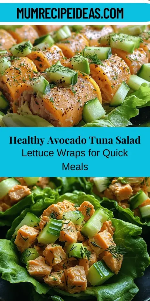 Try these Avocado Tuna Salad Lettuce Wraps for a delicious and healthy meal that's perfect for busy days! Packed with protein and healthy fats from tuna and avocado, this dish is not only satisfying but also light. With fresh veggies and a creamy Greek yogurt dressing, these wraps are customizable to fit your taste. Easy to prepare and great for lunch or dinner, they’re a colorful and nutritious option that will keep you feeling great. Discover the joy of healthy eating with this refreshing twist on a classic favorite!
