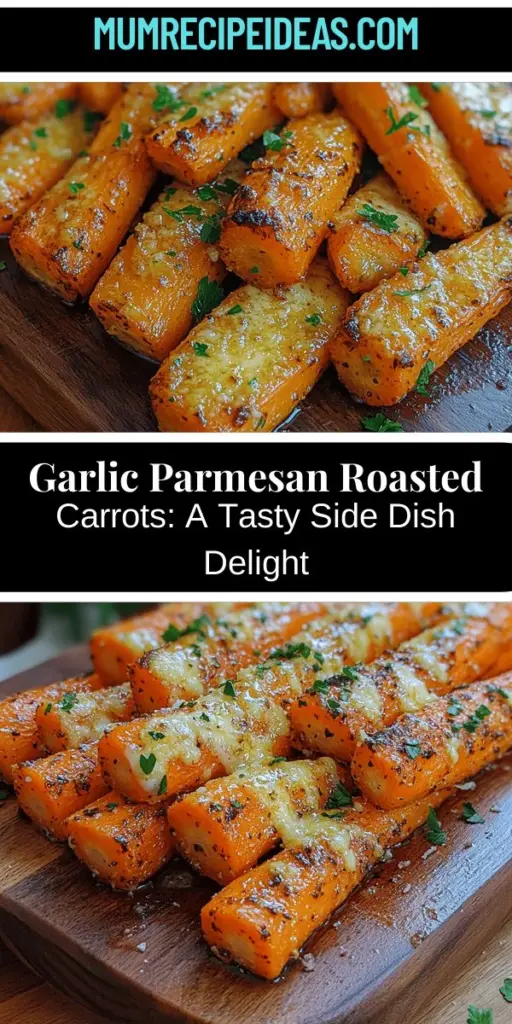 Discover the deliciousness of Garlic Parmesan Roasted Carrots, a flavorful side dish that combines the natural sweetness of carrots with savory garlic and rich Parmesan cheese. Perfect for any meal, this recipe is easy to prepare with just a few ingredients. The roasting process enhances the carrots' flavor and texture, making them irresistible even to picky eaters. Impress your family and friends with this nutritious and satisfying addition to your dinner table!