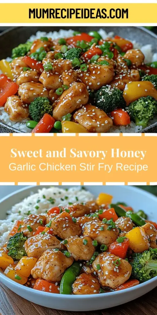Discover the deliciousness of Sweet and Savory Honey Garlic Chicken Stir Fry, a perfect weeknight meal that's quick and easy to prepare! This dish features tender chicken thighs, a medley of vibrant vegetables, and a beautifully balanced sauce that combines sweet honey with savory soy sauce. Not only is it packed with flavor, but it also retains the nutritional benefits of its fresh ingredients. Customize it with different proteins or veggies to make it your own!