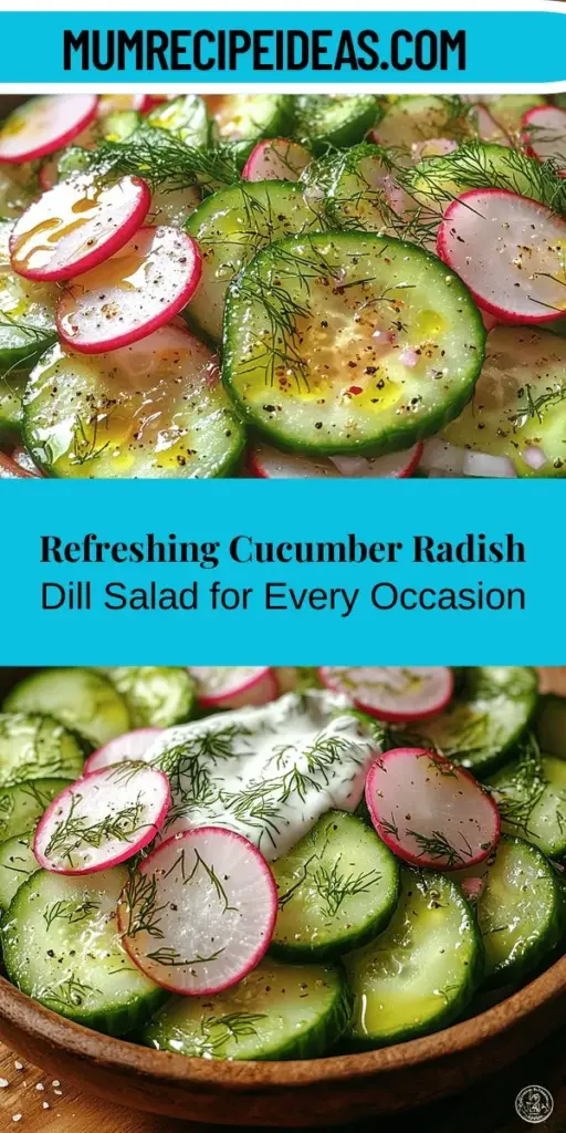 Discover the Crisp Cucumber Radish Dill Delight, a refreshing salad that combines crunchy cucumbers, peppery radishes, and aromatic dill in a creamy Greek yogurt dressing. Perfect for summer barbecues or as a healthy lunch, this salad boasts hydration from cucumbers and digestive benefits from radishes. Easy to prepare and visually appealing, this dish is a celebration of fresh flavors and nutrition, making it a delightful addition to any meal. Enjoy the vibrant tastes and health benefits today!