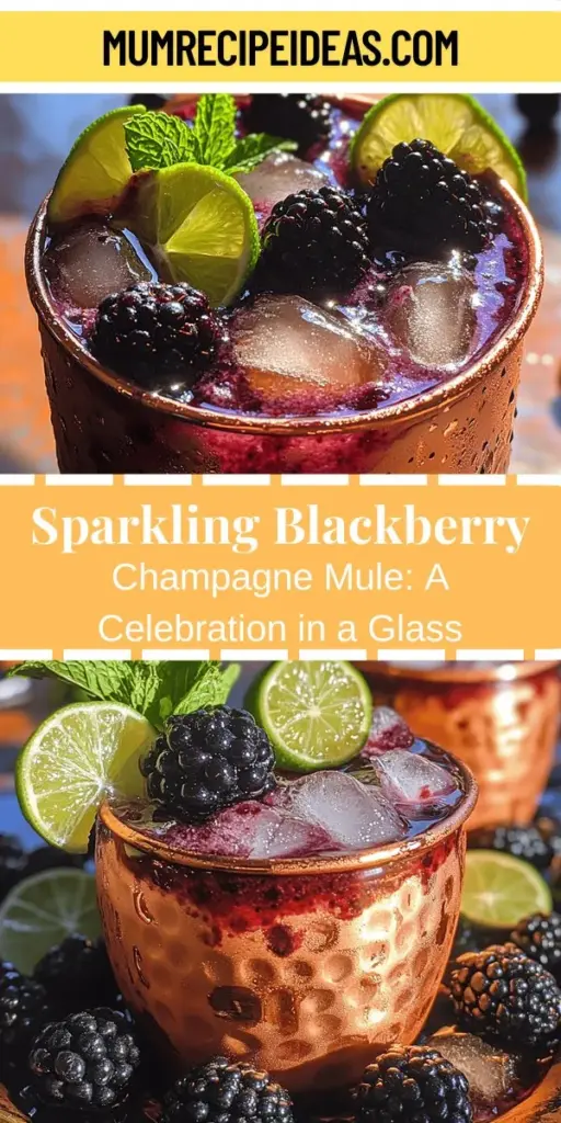 Discover the perfect cocktail for your next celebration with the Sparkling Blackberry Champagne Mule! This refreshing drink combines tart blackberries, zesty lime, smooth vodka, and bubbly champagne for a delightful twist on a classic favorite. Easy to make and visually stunning, it's ideal for special occasions, casual gatherings, or a cozy evening at home. Impress your guests and toast to life's moments with every sip of this vibrant cocktail!