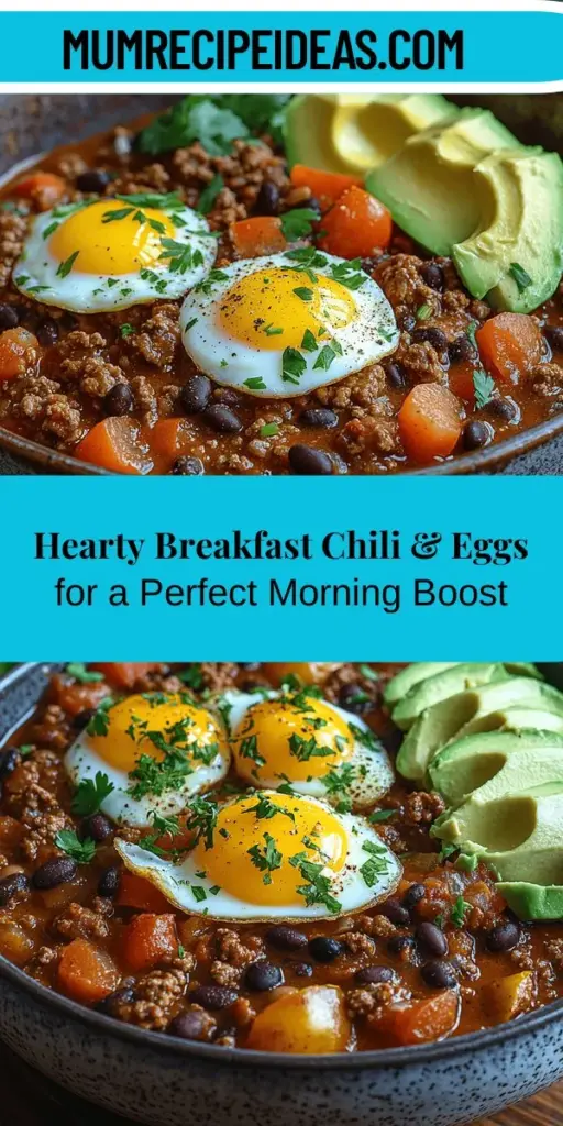 Start your day off right with Hearty Breakfast Chili & Eggs, the ultimate comfort food! This nutritious dish combines the rich flavors of chili with protein-packed eggs, ensuring you stay energized all morning. Easy to customize, it works for all dietary preferences—just swap ingredients to fit your needs. Packed with essential nutrients from beans, spices, and veggies, it's perfect for busy mornings or leisurely weekends. Get ready to savor every delicious bite!