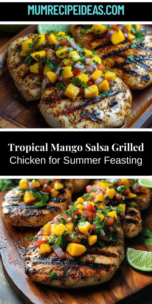 Elevate your summer dining with Tropical Bliss Mango Salsa Grilled Chicken, a refreshing and flavorful dish that's perfect for barbecue gatherings or casual weeknight meals. This recipe features juicy grilled chicken complemented by a vibrant mango salsa, balancing savory and sweet elements. Packed with nutrients and bursting with tropical flavor, it's not only delicious but also a healthy choice. Discover how easy it is to create this colorful and appetizing meal sensation!