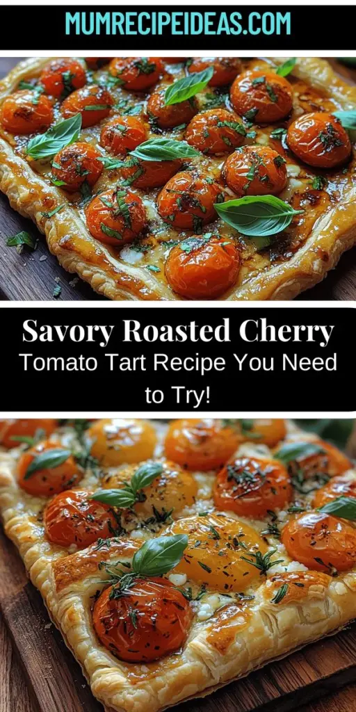 Discover the essence of summer with this delightful Roasted Cherry Tomato Tart recipe. Combining sweet roasted cherry tomatoes with creamy cheeses in a flaky puff pastry, this dish is perfect for any gathering, from casual family dinners to elegant brunches. With simple ingredients and easy steps, you'll create a visually stunning tart that is packed with flavor. Impress your guests and indulge in this savory delight that showcases fresh, seasonal ingredients. Enjoy it warm or at room temperature for a satisfying treat!