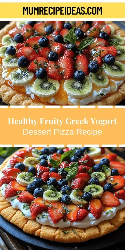 Discover the Fruity Greek Yogurt Delight, a vibrant and healthy dessert pizza that everyone will love. This recipe combines creamy Greek yogurt with a colorful array of fresh fruits on a delicious sugar cookie base. Perfect for any occasion, this dessert is not only visually appealing but also packed with nutrients. With endless customization options and a refreshing taste, you can indulge guilt-free while satisfying your sweet cravings. Try it today and impress your friends and family!