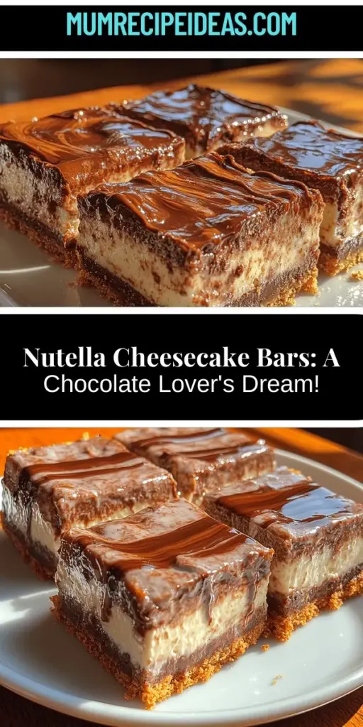 Discover the indulgent world of Nutella Delight Cheesecake Bars, a decadent dessert that perfectly marries rich Nutella with creamy cheesecake. This easy-to-follow recipe is perfect for any occasion, from parties to cozy nights in. With a buttery graham cracker crust and a smooth, velvety filling, these bars will impress anyone who takes a bite. Join the ranks of chocolate lovers by creating this blissful treat that’s sure to become a favorite in your household!