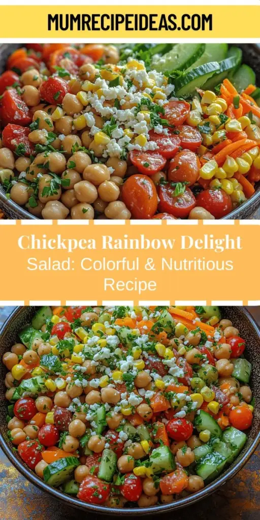 Discover the Chickpea Rainbow Delight Salad, a colorful and nutritious dish that's perfect for any occasion. This salad combines fresh vegetables, chickpeas, and a zesty dressing to create a flavorful explosion that's both visually appealing and health-conscious. With its high protein and fiber content, this salad caters to various dietary preferences and is easy to prepare. Enjoy it as a refreshing side or a light main dish, and let your taste buds experience a delightful adventure.