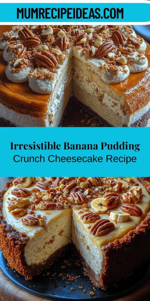 Discover the ultimate indulgence with this Banana Pudding Crunch Cheesecake recipe that blends classic Southern banana pudding with creamy cheesecake. With layers of rich banana flavor, a buttery vanilla wafer crust, and a crunchy topping, each bite is a delightful experience. Perfect for family gatherings, holidays, or simply as a sweet treat, this cheesecake is sure to impress. Dive into the step-by-step instructions for creating this mouthwatering dessert and cherish the moments it brings to your table!