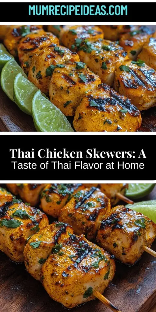 Discover the vibrant flavors of Thai cuisine with Thai Delight Chicken Skewers. This recipe features tender marinated chicken thighs infused with aromatic spices and herbs, delivering a delightful taste sensation. Perfect for outdoor gatherings or a cozy dinner at home, these skewers embody the communal spirit of Thai dining. Learn about the essential ingredients, preparation steps, and serving suggestions that will elevate your cooking experience and impress your guests. Enjoy the art of grilling while savoring this deliciously flavorful dish!